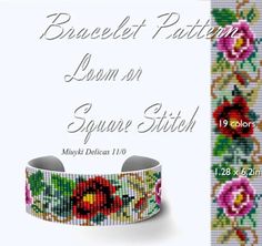 the bracelet pattern is shown with flowers on it