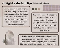 an info sheet with instructions on how to use the back pack for backpacks and bags