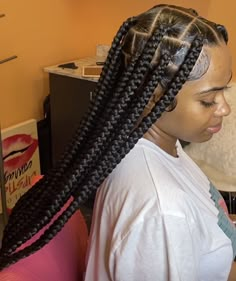 Xl Jumbo Knotless Box Braids, Thick Box Braids Long, Box Braids Hairstyles Medium Large, Large Jumbo Knotless Braids, Thick Knotless Braids, Medium Jumbo Box Braids, Large Box Braids Styles, Jumbo Knotless, Large Box Braids