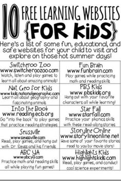 the top ten learning website for kids