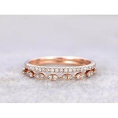 a rose gold wedding band set with diamonds