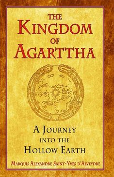 the kingdom of agarthia, with an orange background and gold lettering on it