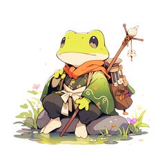 Cute Kawaii Frog Druid Shaman Witch Doctor Sticker Druid Shaman, Pathfinder Character, Witch Doctor, Image Nature, Frog Art, Dungeons And Dragons Characters, Sketch Inspiration, Game Character Design, Whimsical Illustration