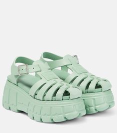 Sandales à plateforme Green Platform Sandals, Miu Miu Shop, Miu Miu Sandals, Shoe Cupboard, Green Platform, Rubber Sandals, Eva Green, Clothes Horse, Ankle Straps