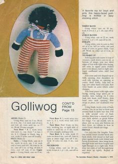 an advertisement for the golliwog company featuring a black teddy bear in striped pajamas