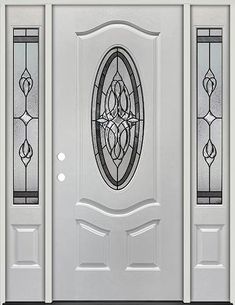 a white front door with two glass panels