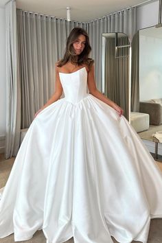 Ayasha | Ball Gown Strapless Satin Wedding Dresses Wedding Dresses Off Shoulder, Satin Wedding Dresses, Prom Dresses Sparkly, Dresses Off Shoulder, Sparkly Prom Dresses, White Homecoming Dresses, Blue Homecoming Dresses, Dress Guide, Wedding Dresses Satin