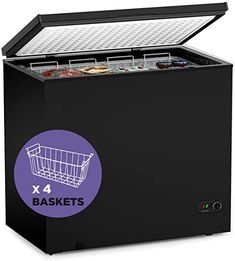 the chest freezer has four baskets in it