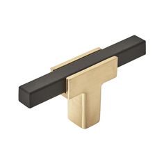 a black and gold door handle on a white background