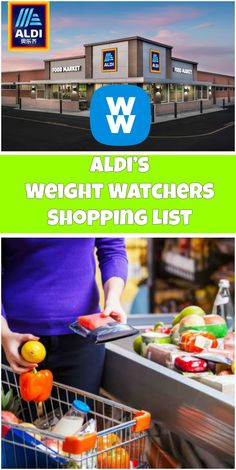 an ad for aldi's weight watchers shopping list