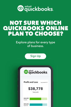 the quickbooks app is displayed on an iphone screen, with text that reads not sure which quickbooks online plan to choose?