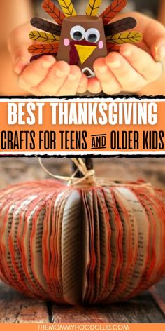 the best thanksgiving crafts for kids and older kids to make with their hands, including an origami turkey