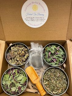 a box filled with lots of different types of herbs