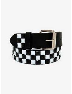 Scene Belt, White Pyramid, Scene Clothes, Stud Belt, Emo Accessories, Black White Checkered, Scene Outfits, School Clothes, Aesthetic Stuff