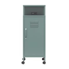 The Novogratz Cache Metal Locker-Style Rolling Cart is a versatile and multi-functional storage solution that combines style with practicality. Crafted from powder-coated steel, it boasts a retro locker design with ventilation--ideal for organizing your office, craft room, garage, laundry area, dorm room or vanity. Lock away valuables using the included keys and roll it effortlessly on locking casters. Plus, it features an integrated plug port and two USB-A ports for charging devices. Whether you need to store office supplies, secure personal items or create a compact workstation, the Cache Rolling Cart has you covered. Choose from a variety of colors to match your decor. Assembly is required upon delivery, but don't worry--it's straightforward, We recommend having two adults for the task. Garage Laundry Area, Craft Room Garage, Metal Storage Bins, Locker Designs, Garage Laundry, Metal Lockers, Laundry Area, Multifunctional Storage, Mobile Storage