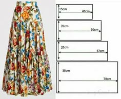 the size and measurements of a women's floral print midi length skirt with an attached waist