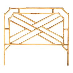 a bamboo headboard with an intricate design on it's sides and two legs