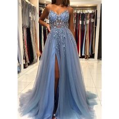 Silhouette:A-Line; Hemline / Train:Court Train; Closure:Zipper UP; Built-In Bra:Yes; Embellishment:Beading; Fabric:Tulle; Sleeve Length:Sleeveless; Tips:Professional dry cleaner only,Colors may vary slightly due to different monitor settings; Boning:Yes; Style:Princess; Occasion:Formal,Prom; Neckline:V Neck; Brand:Lightinthebox; Front page:Prom Dresses; Listing Date:02/08/2023; Bust:; Hips:; Hollow to Floor:; Waist:; SizeChart1_ID:20:183073 Beaded Tulle, Blue Tulle, Beaded Prom Dress, Long Prom Dresses, Dresses 2024, Long Prom Dress, Formal Evening Dresses, Evening Dresses Prom