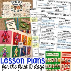 lesson plans for the first 10 days of school