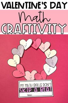 valentine's day math craftivity activity for kids to help them learn how to use the