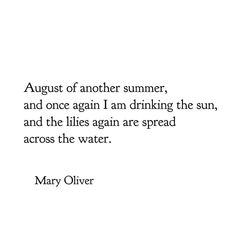 mary otter quote about summer and once again i am drinking the sun, and the lies again are spread across the water