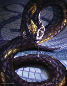 a painting of a snake on the ground