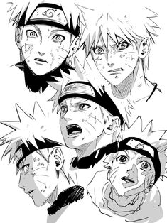 some anime characters with different expressions on their faces