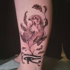 a tattoo on the leg of a person with an eagle