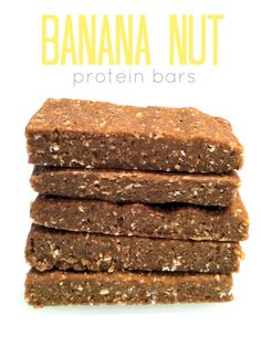 some kind of food that is stacked on top of each other with the words, banana not protein bars