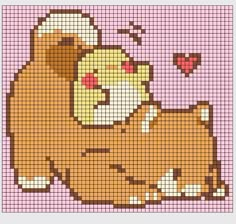 a cross stitch pattern with a dog on it