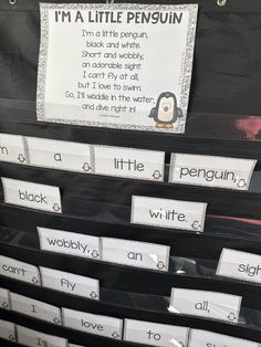 This free penguin pocket chart poem is perfect for prek, kindergarten, and first grade Winter themed lesson plans and arctic animals activities