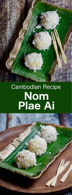 there is a plate with food on it and the words, cambodian recipe non