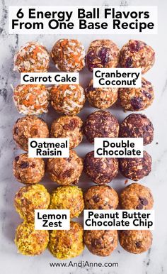 six energy ball flavors from one base recipe