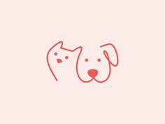 a dog's face is drawn in red on a pink background