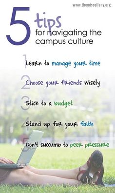 a woman laying in the grass with her laptop on her lap and texting 5 tips for navigating the campus culture