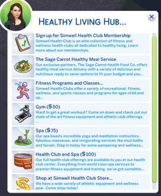 the health living hub app is displayed on an iphone screen, with information about it