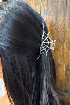 Add some spooky fun to your hair with our Spider Web Claw Clip! Perfect for Halloween or any time you want a quirky accessory. No more boring hair days! Approx. Size: 4.13" L X 1.75"W X 1" H Spider Claw Clip, Spider Hair Accessories, Halloween Punk Black Hair Accessories, Skull Hair Clip, Goth Hairclip, Basic Witch, Goth Hair, Boring Hair, Beauty Wellness