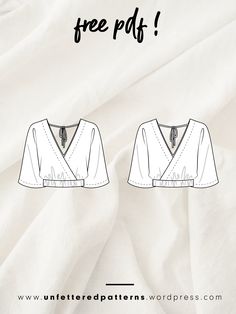 the front and back views of a white shirt with an open v - neckline