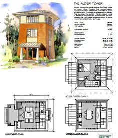 two story house plans are shown in this drawing, and the floor plan is also available for