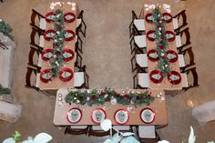 an overhead view of a dining room with tables and chairs set up for a formal function