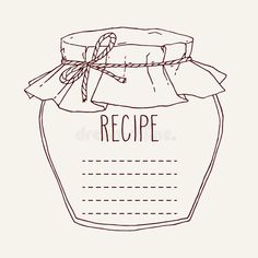 a jar with a label on it that says recipe and has a bow tied around the lid