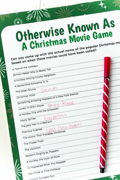 a christmas movie game with a candy cane