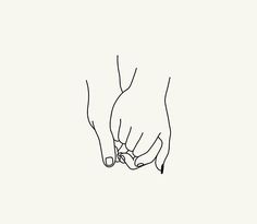 a line drawing of two hands holding each other's fingers with one hand on the other