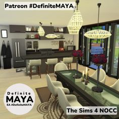 an image of a modern living room and dining room in the style of sims 4 noc