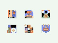 an image of different types of objects that are on display in this graphic art work