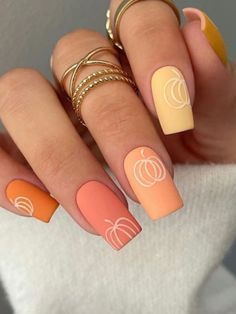 #fallnails #autumnnails #nailart #naildesigns #nailinspiration #nailsofinstagram #nailsoftheday #nailswag #nailgoals #nailtrends #nailfashion #nailaddict #naillove #nailstagram #nailspiration #nailsonfleek #nailstyle #nailpolish #nailobsessed #nailcommunity #nailjunkie #nailenvy #nailgamestrong #nailsonpoint #nailsofig #nailsoftheweek #nailsofthefall #nailsofautumn #nailsofseason #nailsoftheholidays #nailsofthedayfall All Season Nail Designs, Fall Nails Ideas Pumpkin, Short Nail Designs Pumpkin, Cute Fall Themed Nails, Nails With Pumpkins On Them, Cute Halloween Nails Pumpkins, Cute Seasonal Nails, Mat Color Nails, Cute Fall Pumpkin Nails