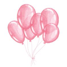 a bunch of pink balloons floating in the air