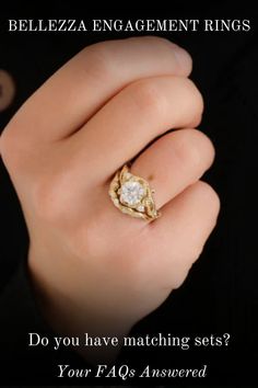 a woman's hand holding a ring with the words, do you have matching sets?