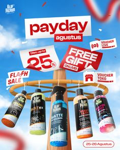 an advertisement for payday against the sky