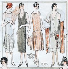 . Jazz Era Fashion, 1925 Fashion, Roaring 20s Fashion, Patron Vintage, Louise Brooks, Vogue Sewing Patterns